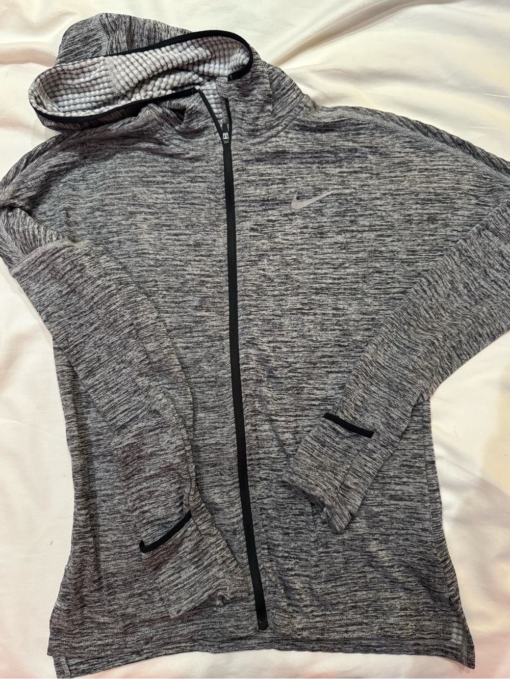 Nike Women's Grey Marled Full-Zip Hooded Jacket